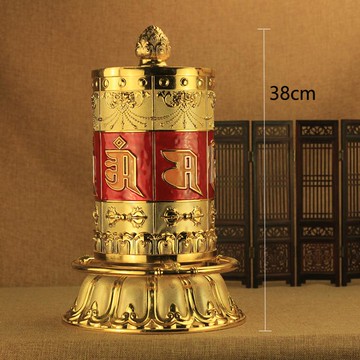 藏族佛教 轉經輪 手撥轉經筒觀音六字大自在轉金桶家用招財擺件