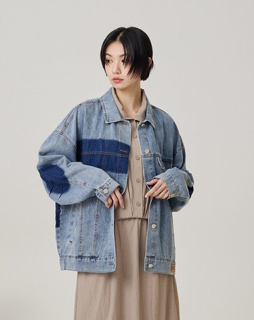 造型拔染寬版牛仔外套(兩色)