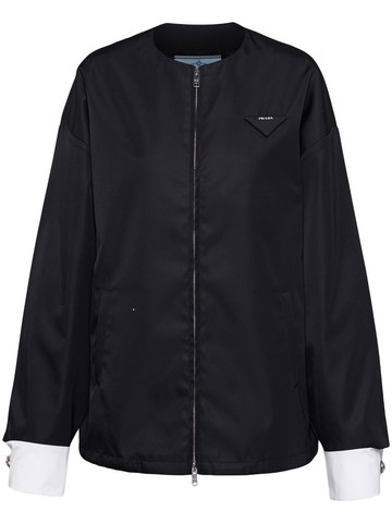 Prada - detachable-cuffs oversize jacket - women - Nylon - 38 - Black