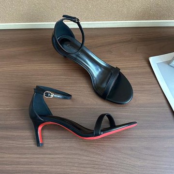 高跟鞋女2025年夏季新款黑色一字帶細跟性感小眾仙女風網紅涼鞋