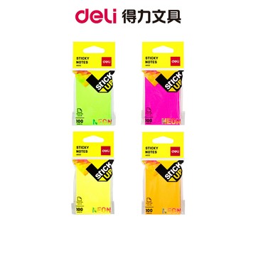 【Deli得力】亮色便條紙/76×51mm/顏色隨機/100張/EA02202｜日程提醒 留言記事 手帳用 分類標記辦公