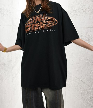 FINDSENSE X 2023 街頭時尚潮流 男士 發泡復古字母 寬鬆 半袖短T  圖案T 特色短T 學生T