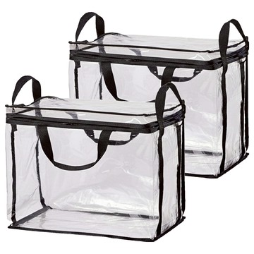 小麥購物 書本透明防水手提收納袋 C605 大 168g  經典黑  2個