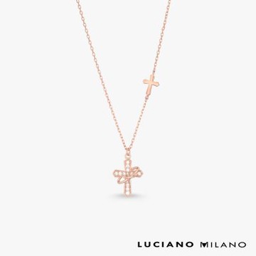 LUCIANO MILANO 雙耀之誓 純銀項鍊(玫瑰金色)