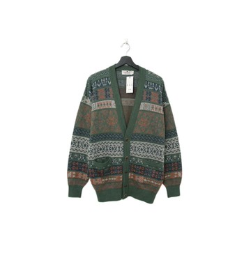 Back to Green-復古毛衣 深綠圖騰 開襟 ws-56 vintage sweater