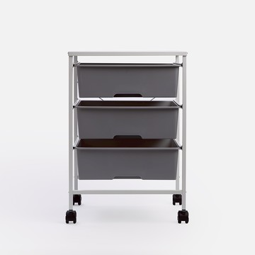 特力屋 白色烤漆三層抽屜式活動架 灰抽 40.8x33.5x60.8cm