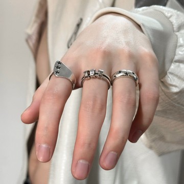 免運🔮復古做舊星星個性指環男無性別中性風小衆時髦辣妹開口戒復古戒指男 尾戒 對戒 情侶戒指 招財戒指 鈦鋼指環