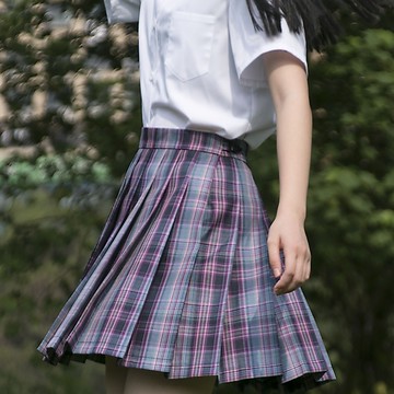 日系復古格子百褶裙 撞色格紋短裙 復古A字裙 *2色 (XS-2XL) | kukuta