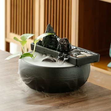 循環流水擺件創意風水車陶瓷家用茶桌辦公室假山小型時來運轉送禮