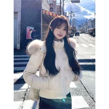小香風羽絨服短外套女冬季2025新款法式高級感大毛領連帽修身棉襖