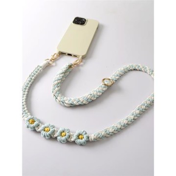 可調節手機掛繩編織雙頭包包背帶 ins高顏值花朵斜挎掛脖手機掛鏈