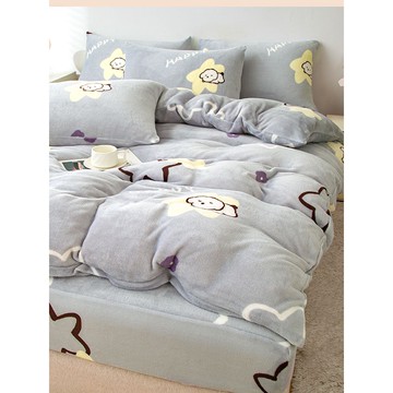 【A-nice 雅妮詩 】JOJO專櫃品牌 加厚款法蘭絨床包兩用被毯四件組 牛奶絨 火山絨 柔軟細緻保暖 B雲朵微光