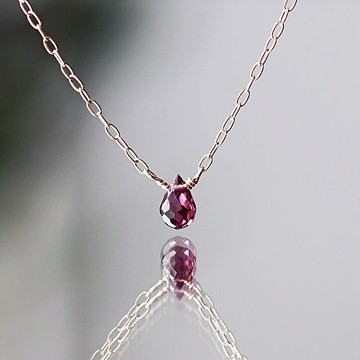 K10 Rhodolite Garnet Drop Cut 項鍊 Teresa