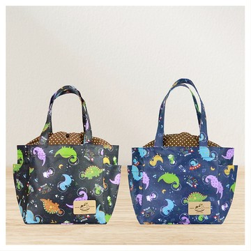 【太空Dino-大便當袋】台灣製造日式束口雙邊口袋防水便當袋