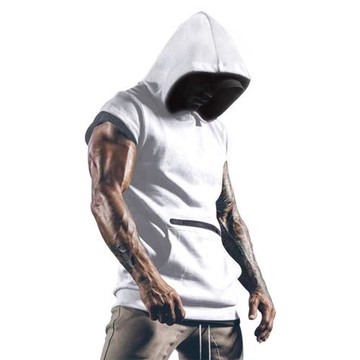 sleeveless sports vest for men fitness hoodie 無袖背心連帽男