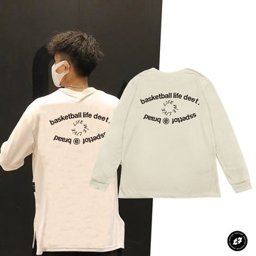 美式投籃服長袖T恤男春秋籃球速幹長袖跑步健身運動訓練服寬鬆T恤男士運動長袖 男士籃球運動長袖上衣 男士運動透氣長袖上衣