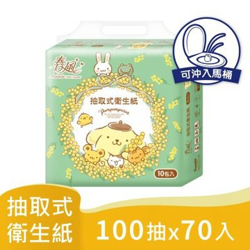 春風 抽取式衛生紙(100抽x10包x7串/箱)-布丁狗