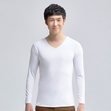 MIT溫灸刷毛V領發熱衣(純淨白 男S-3XL)