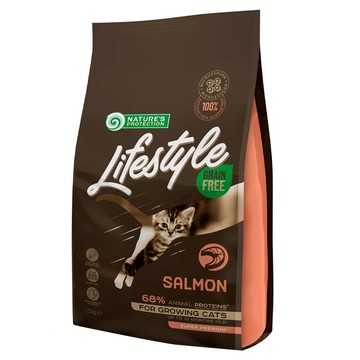 NATURE'S PROTECTION 自然本色 LifeStyle 幼貓無穀乾糧 鮭魚+磷蝦配方  1.5kg  1個