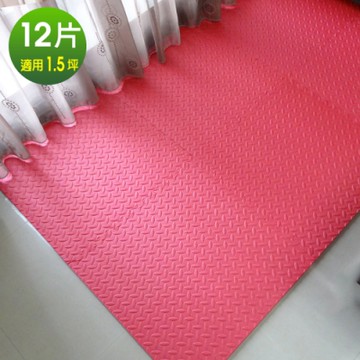 【Abuns】 居家風鐵板紋大巧拼地墊 (附收邊條)-4色(12片裝-適用1.5坪)