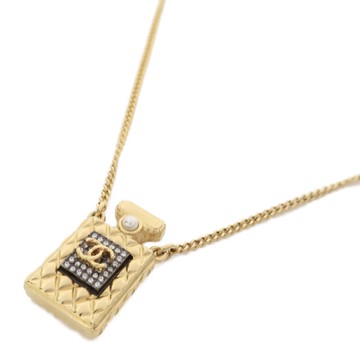 【二手名牌BRAND OFF】CHANEL 香奈兒 金色 金屬 鍍金 香水瓶 項鍊