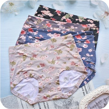 L XL 涼感中高腰內褲 彈性 柔順 舒適 透氣 加大尺寸 大碼 加大尺碼 加大女生內褲 花朵1788