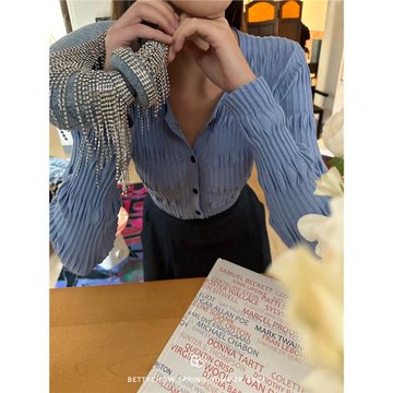 Bettychow 褶皺針織防曬開衫春夏百搭馬卡龍法式舒適圓領毛衫