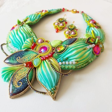 Shibori 項鍊 Shibori 套裝 Soutache 項鍊 一種珠寶套裝