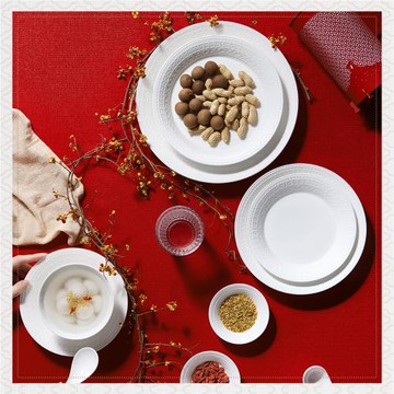 瑪戈隆特事事如意骨瓷散件餐具浮雕家用湯碗面碗飯碗魚盤湯盤調羹