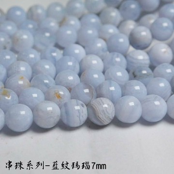 串珠系列-藍紋瑪瑙 7MM--32顆 ~令頭腦清淅，增強表達能力，使心靈舒暢。??聖哲曼??