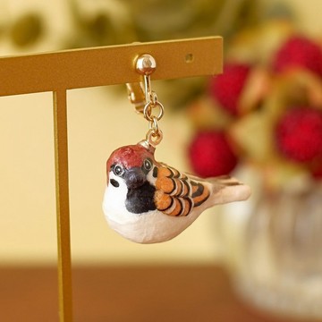 和紙飾品 耳夾/耳針 麻雀 雀 野鳥 鳥類