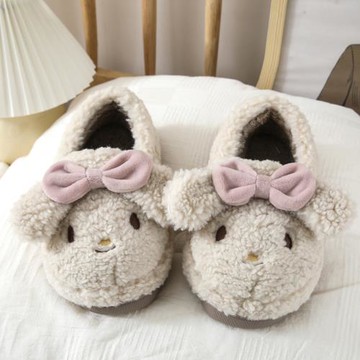 宿舍少女風ins冬季棉拖鞋女情侶包跟可愛卡通保暖居家月子毛毛鞋