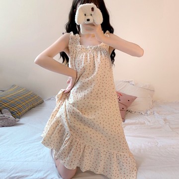 2022小櫻桃吊帶睡裙女 夏季薄款睡衣甜美日系少女家居服【淘夢屋】