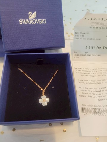 施華洛世奇 雙面四葉幸運草玫瑰金鏈