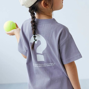 日本 devirock - 純棉定番短袖上衣-問號-淺灰紫