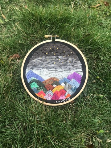 Mystery night embroidered 魔幻星空手工刺繡掛畫