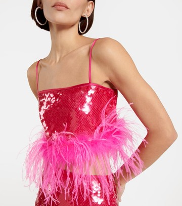 Giuseppe di Morabito Sequined feather-trimmed crop top