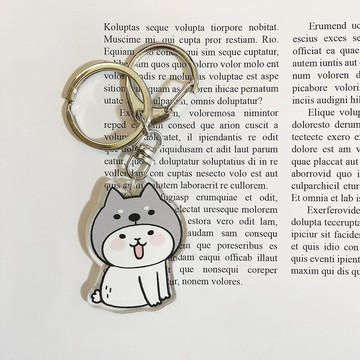 鑰匙圈 / 柚子兔戴柴柴帽 / 雙面圖案