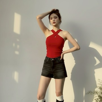 X洞洞挖背Bra 背心-紅【KT224844】