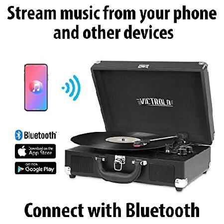 Victrola Vintage 3-Speed Bluetooth Portable Suitcase Record Player with Built-in Speakers Upgraded Turntable Audio Sound| Includes Extra Stylus Aq