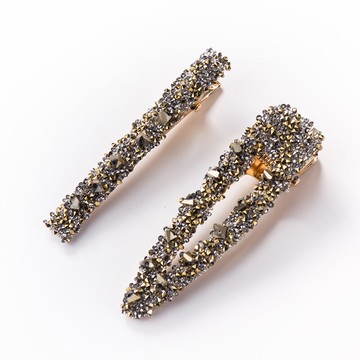 一對裝 簡約碎鉆發夾韓國INS風邊夾側夾劉海夾網紅一字夾發卡頭飾