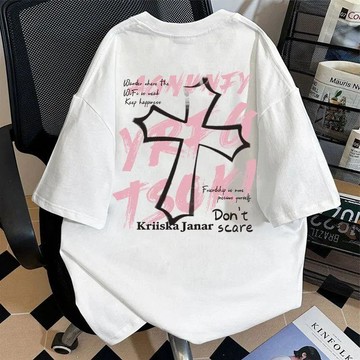 臺灣出貨 3d數碼印花字母短袖上衣夏季美式寬鬆男女休閒新款潮流穿搭體育生衣服健身衣籃球服夏季短袖