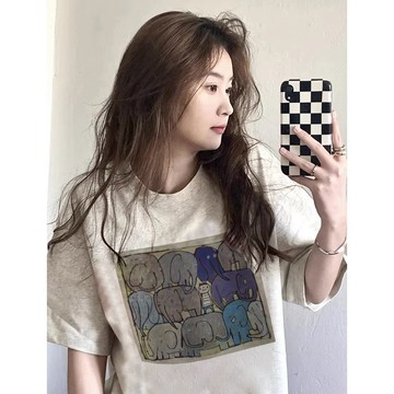 【Veee】100%純棉 t恤 短袖 oversize t恤 寬鬆 女生衣服 夏季 韓版上衣 ins 風 顯瘦 長版上衣