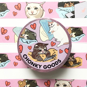 可愛膠帶 和紙膠帶 繪圖膠帶 Meme 風格 悲傷貓咪 Meme 和紙膠帶