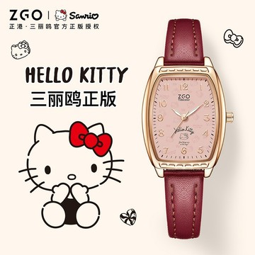 ZGO x Sanrio HelloKitty 女士腕錶 高級皮革錶帶 復古美學 30M防水 2303
