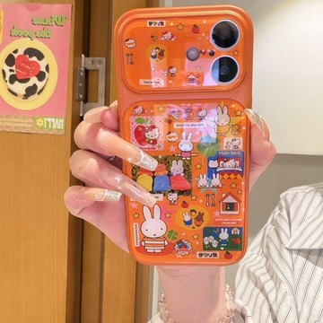 大視窗橙色米菲兔可愛手機殼適用iPhone17promax蘋果16pro手機殼