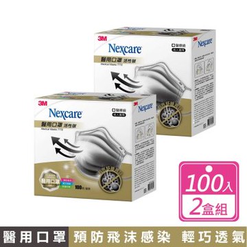 【3M】2盒組-Nexcare醫用活性碳口罩 (100入/盒)