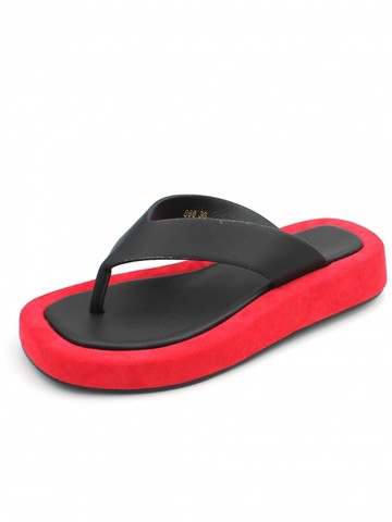 夏季新款涼拖鞋女夾腳厚底人字拖女涼鞋外穿平底沙灘鞋廠2