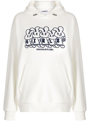 CHOCOOLATE - logo-print cotton hoodie - women - Cotton - M - Neutrals