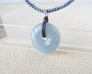 本命年【歲歲平安】平安扣翡翠絲光編織項鍊*FA04*招財、開運